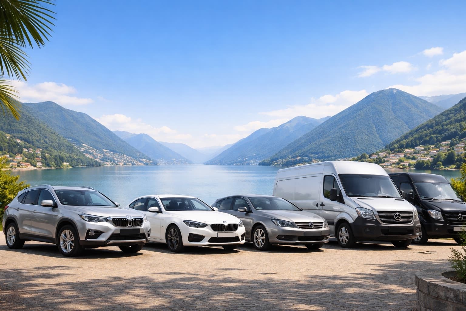 Auto a noleggio premium a Lugano con vista sul Lago di Lugano e atmosfera business